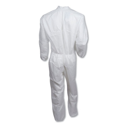 A30 Elastic-Back and Cuff Coveralls, 1" Flap, 4X-Large, White, 21/Carton