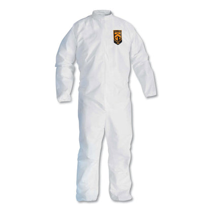 A30 Elastic Back Coveralls, Open Wrists and Ankles, 1" Flap, Medium, White, 25/Carton