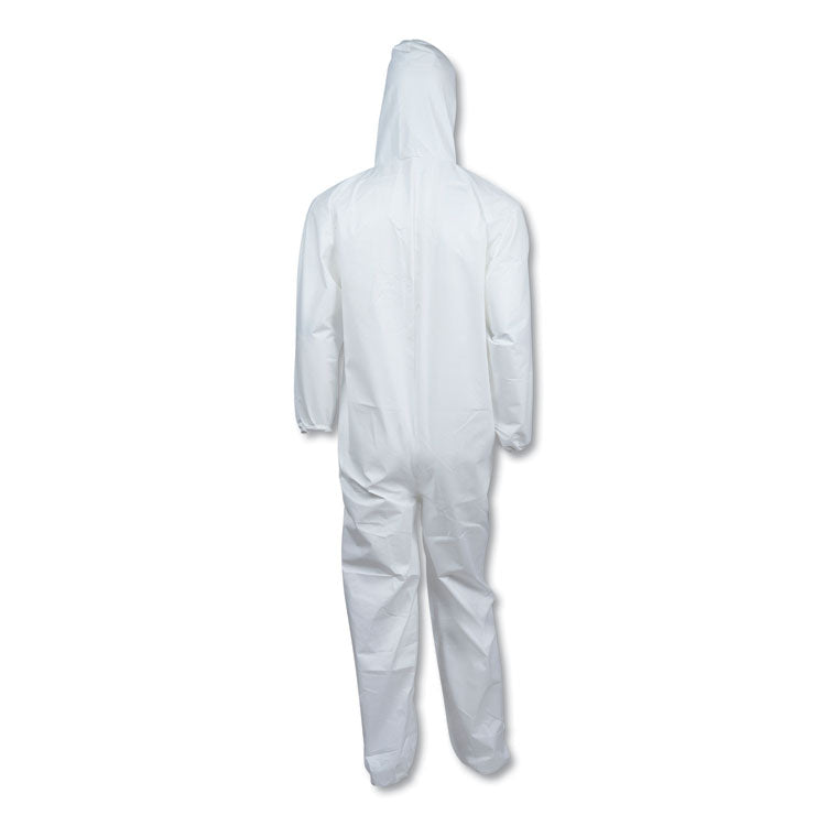 A40 Elastic-Cuff and Ankle Hooded Coveralls, 4X-Large, White, 25/Carton