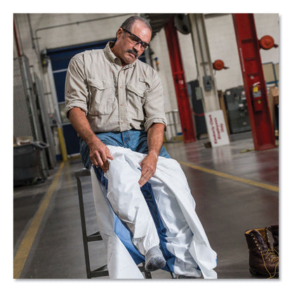 A40 Breathable Back Coveralls, Hooded, Elastic Wrist and Ankles, 5X-Large to 6X-Large Combo, White/Blue, 25/Carton