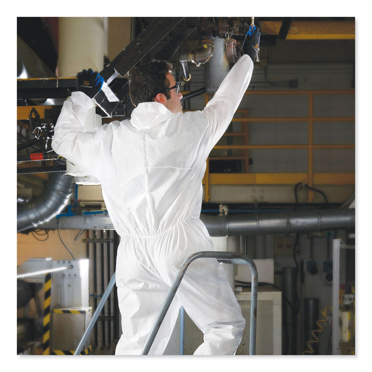 A30 Elastic-Back and Cuff Hooded Coveralls, 1" Flap, 3X-Large, White, 21/Carton