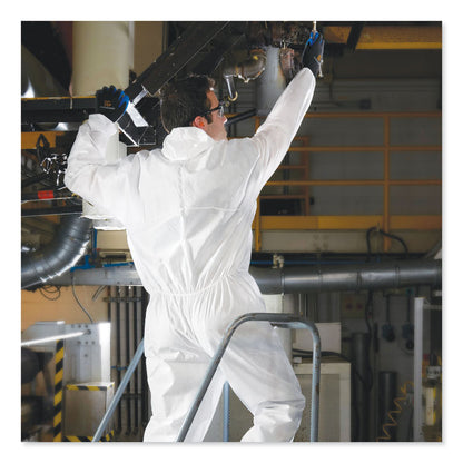 A30 Elastic-Back and Cuff Hooded Coveralls, 1" Flap, 3X-Large, White, 21/Carton