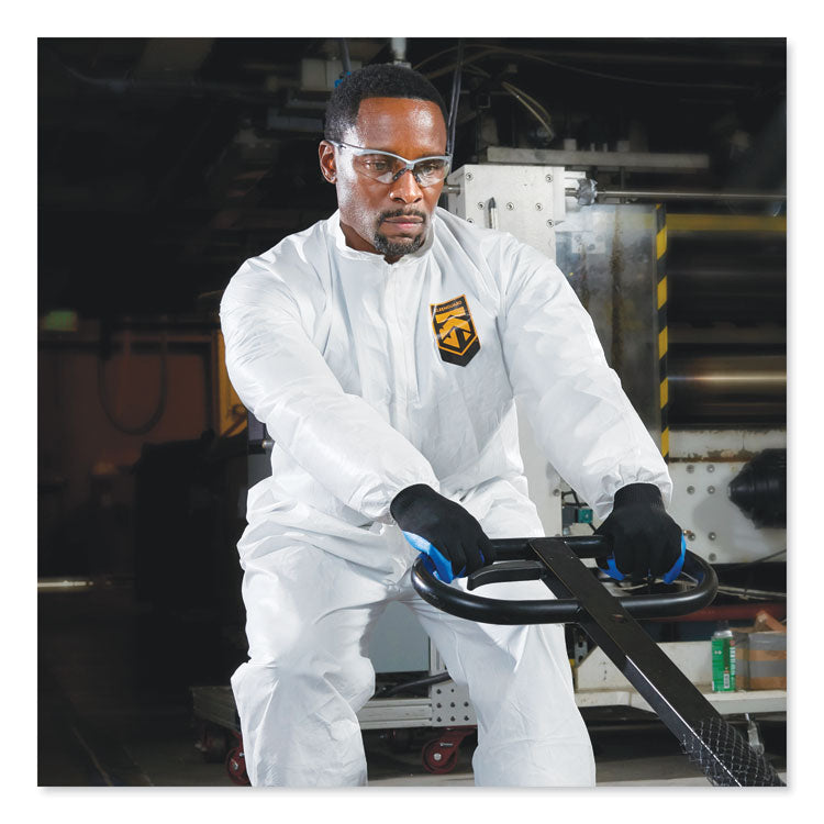A30 Elastic-Back Coveralls, Open Wrist and Ankles, 1" Flap, White, X-Large, 25/Carton