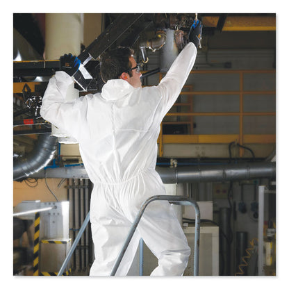 A20 Breathable Particle Protection Coveralls, Zip Front, Hood, Elastic Back Wrists and Ankles, Large, White