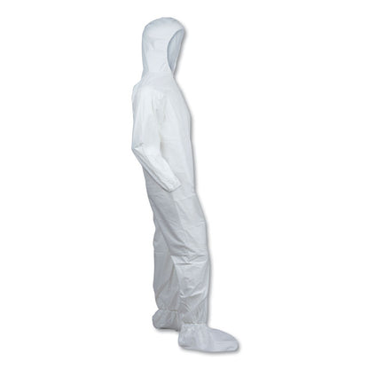 A30 Hood and Boots Splash/Particle Protection Coverall, 6X-Large, White, 21/Carton