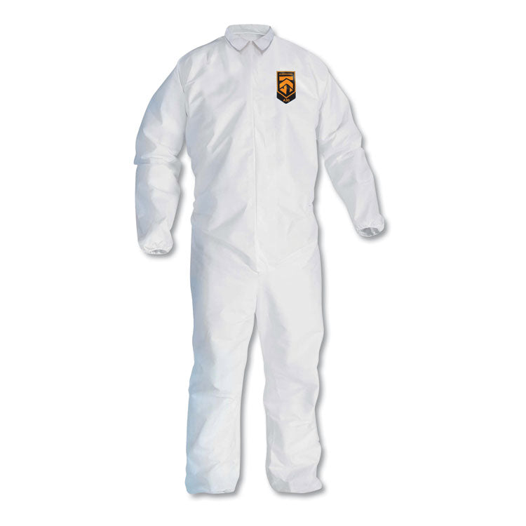 A30 Elastic-Back and Cuff Coveralls, 1" Flap, X-Large, White, 25/Carton