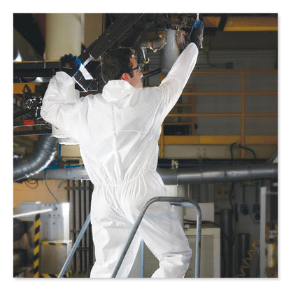A30 Elastic-Back and Cuff Hooded Coveralls, 1" Flap, 2X-Large, White, 25/Carton