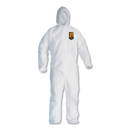 A30 Elastic-Back and Cuff Hooded Coveralls, 1" Flap, X-Large, White, 25/Carton