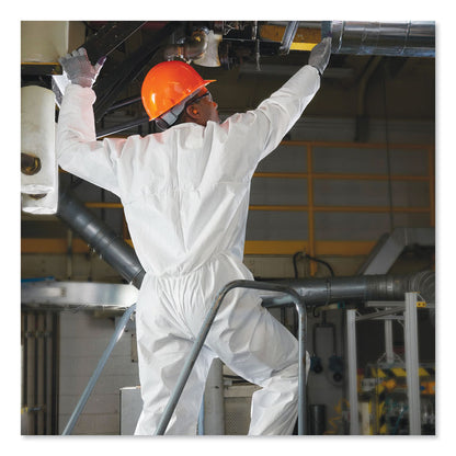 A30 Elastic-Back and Cuff Coveralls, 1" Flap, X-Large, White, 25/Carton