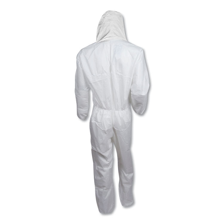 A30 Elastic-Back and Cuff Hooded Coveralls, 1" Flap, X-Large, White, 25/Carton