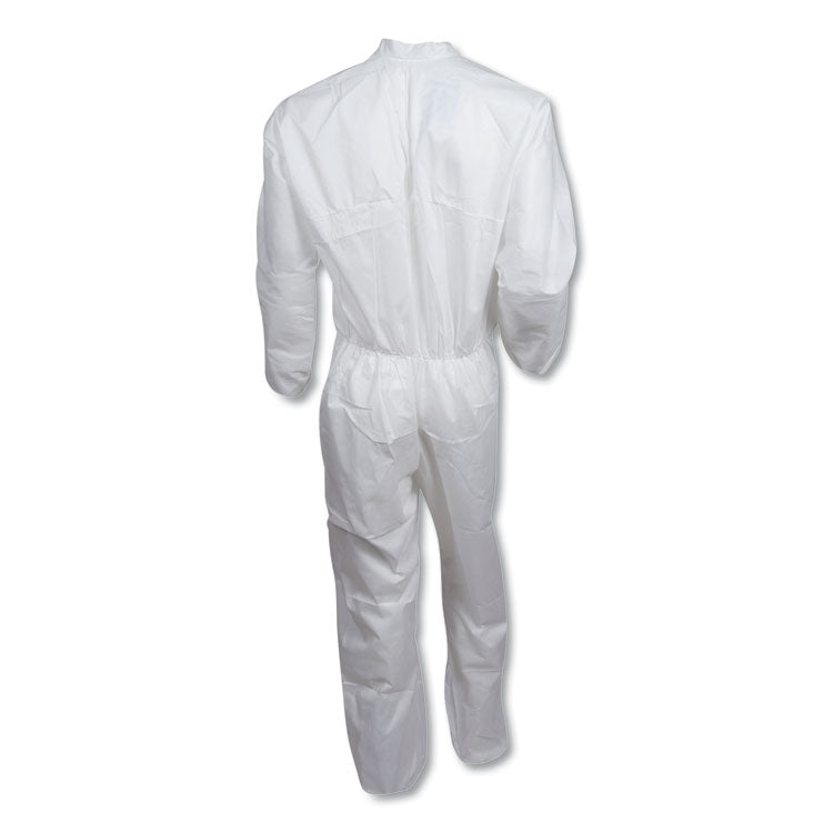 A30 Elastic-Back Coveralls, Open Wrist and Ankles, 1" Flap, White, 2X-Large, 25/Carton