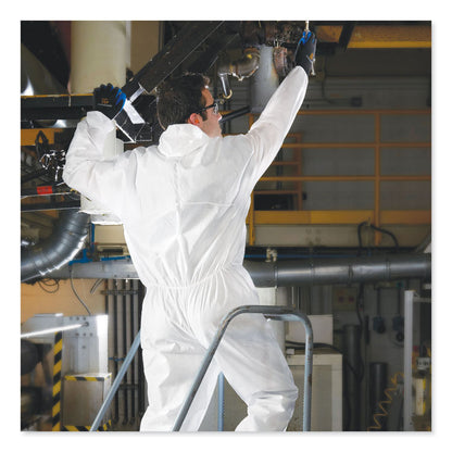 A30 Elastic-Back and Cuff Hooded Coveralls, 1" Flap, X-Large, White, 25/Carton