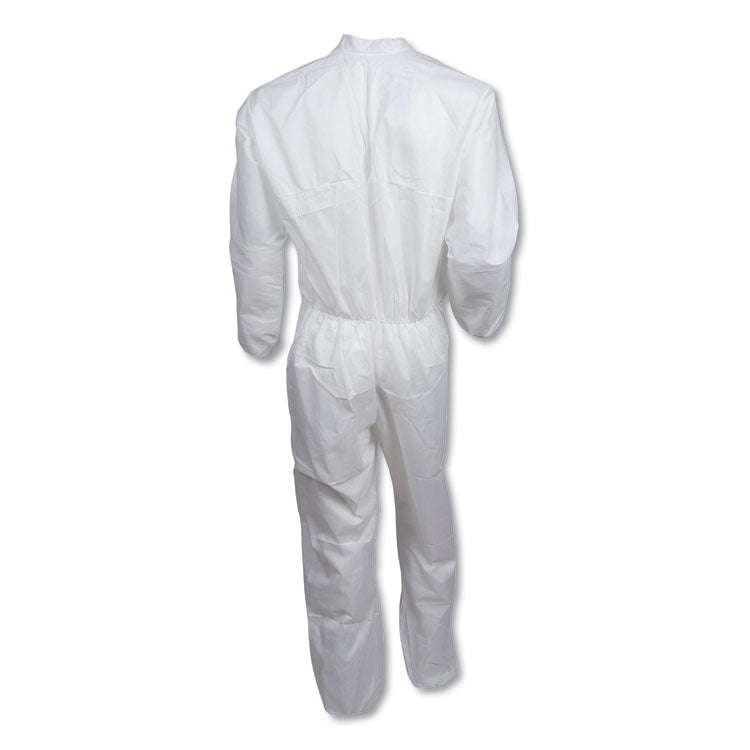 A30 Elastic-Back Coveralls, Open Wrist and Ankles, 1" Flap, White, X-Large, 25/Carton