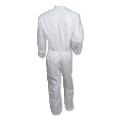 A30 Elastic-Back Coveralls, Open Wrist and Ankles, 1" Flap, White, X-Large, 25/Carton
