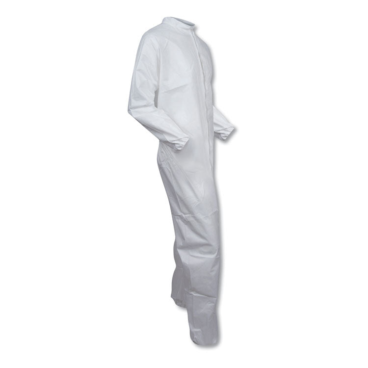 A30 Elastic Back Coveralls, Open Wrists and Ankles, 1" Flap, Medium, White, 25/Carton