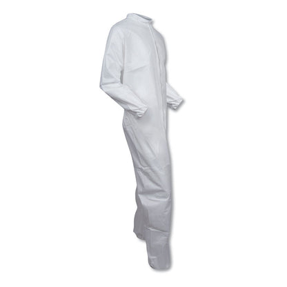 A30 Elastic Back Coveralls, Open Wrists and Ankles, 1" Flap, Medium, White, 25/Carton