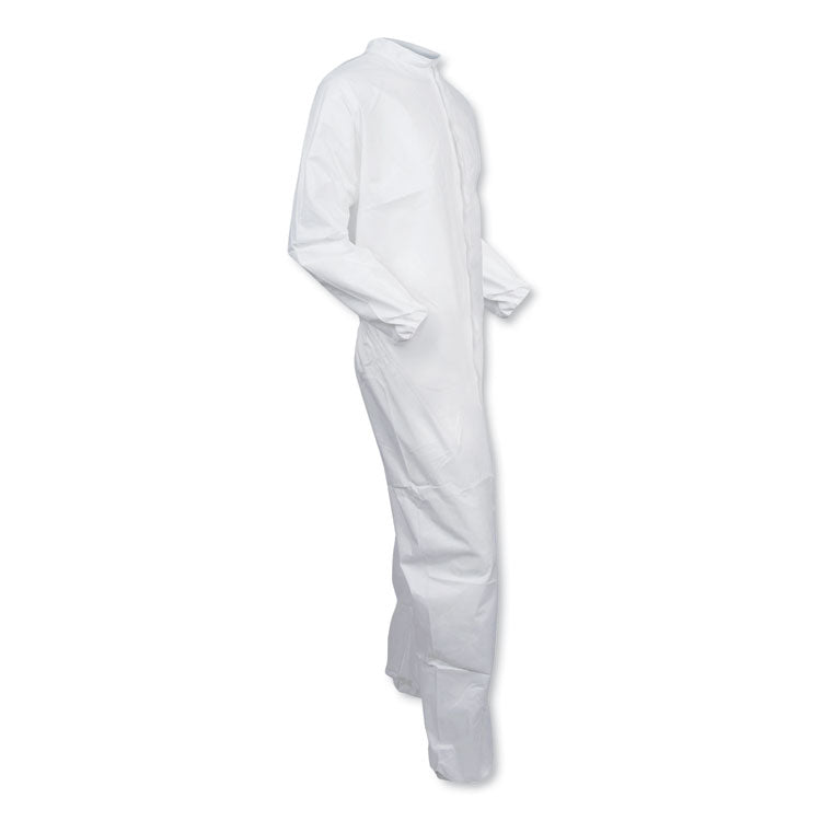 A30 Elastic-Back Coveralls, Open Wrist and Ankles, 1" Flap, White, X-Large, 25/Carton