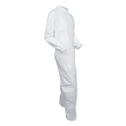 A30 Elastic-Back Coveralls, Open Wrist and Ankles, 1" Flap, White, X-Large, 25/Carton