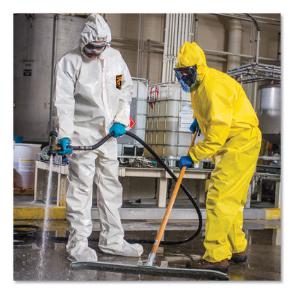 A80 Coveralls with Head/Foot Covering, Zipper Front with Storm Flap,  Saranex 23-P/Cloth, 4X-Large, White, 10/Carton
