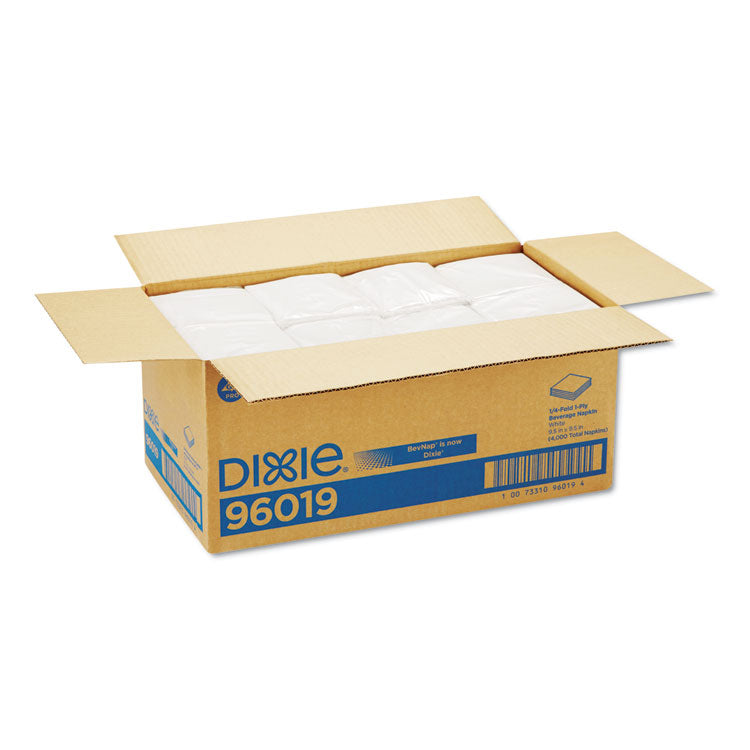 BevNap Beverage Napkins, 1-Ply, 9.5 x 9.5, White, 4,000/Carton