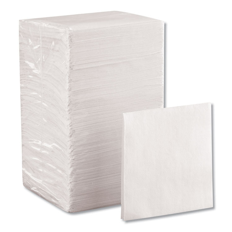 BevNap Beverage Napkins, 1-Ply, 9.5 x 9.5, White, 4,000/Carton