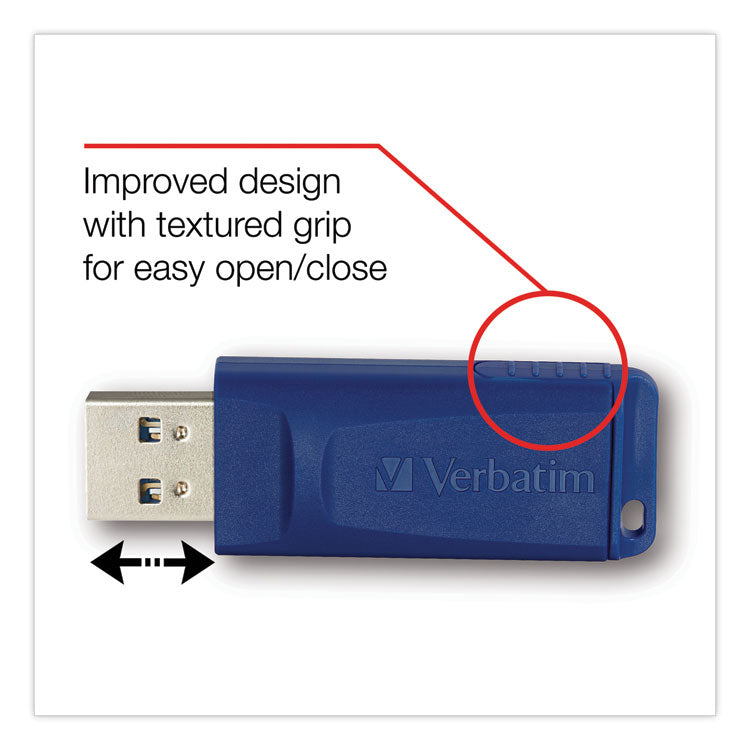 Classic USB 2.0 Flash Drive, 8 GB, Blue, 5/Pack