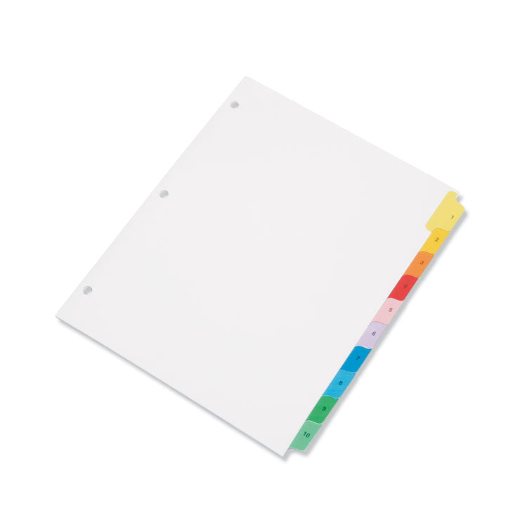 7530013683489, SKILCRAFT Multiple Index Sheets, 10-Tab, 1 to 10, 11 x 8.5, White, 1 Set