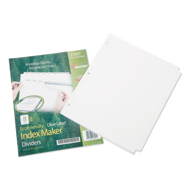 7530016006982, SKILCRAFT Avery Index Maker Dividers, 8-Tab, 11 x 8.5, White, 5 Sets