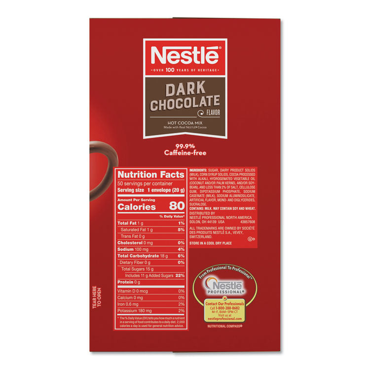 Hot Cocoa Mix, Dark Chocolate, 0.71 oz, 50/Box