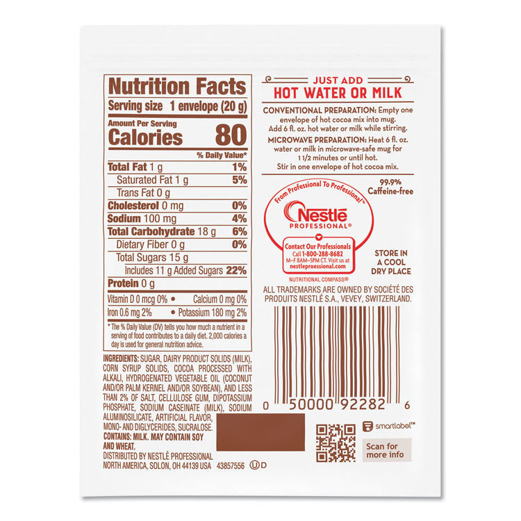 Hot Cocoa Mix, Dark Chocolate, 0.71 oz, 50/Box