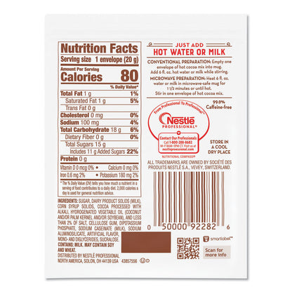 Hot Cocoa Mix, Dark Chocolate, 0.71 oz, 50/Box