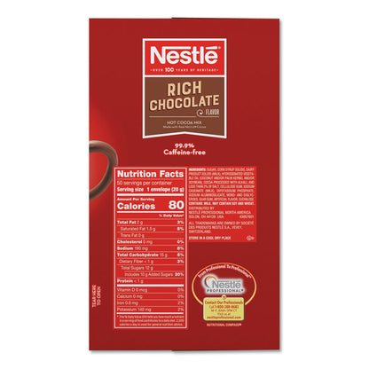 Hot Cocoa Mix, Rich Chocolate, 0.71 oz Packets, 50/Box