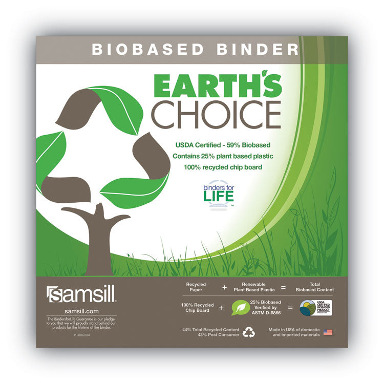 Earth's Choice Plant-Based Durable Fashion View Binder, 3 Rings, 1" Capacity, 11 x 8.5, Lime, 2/Pack
