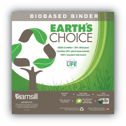 Earth's Choice Plant-Based Durable Fashion View Binder, 3 Rings, 1" Capacity, 11 x 8.5, Lime, 2/Pack