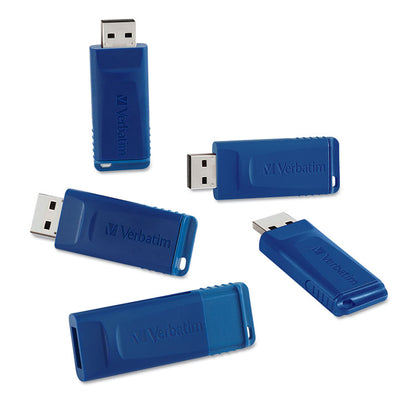 Classic USB 2.0 Flash Drive, 8 GB, Blue, 5/Pack