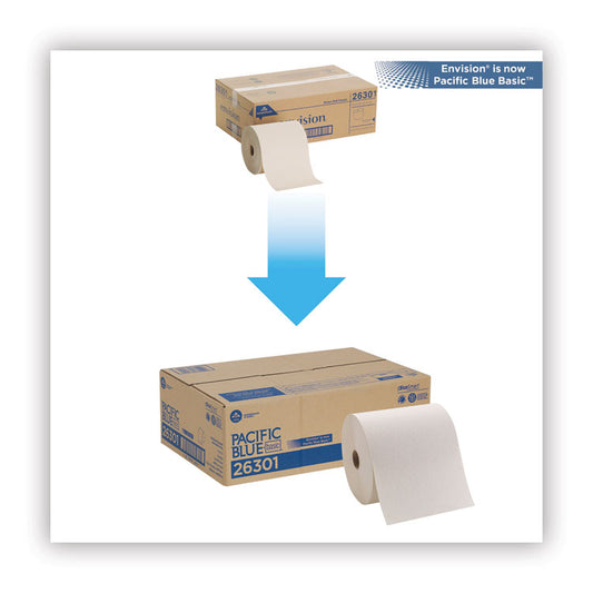 Pacific Blue Basic Recycled Nonperforated Paper Towel Rolls, 1-Ply, 7.78 x 800 ft, Brown, 6 Rolls/Carton