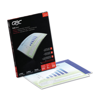 EZUse Thermal Laminating Pouches, 3 mil., 9" x 11.5", Gloss Clear, 100/Box
