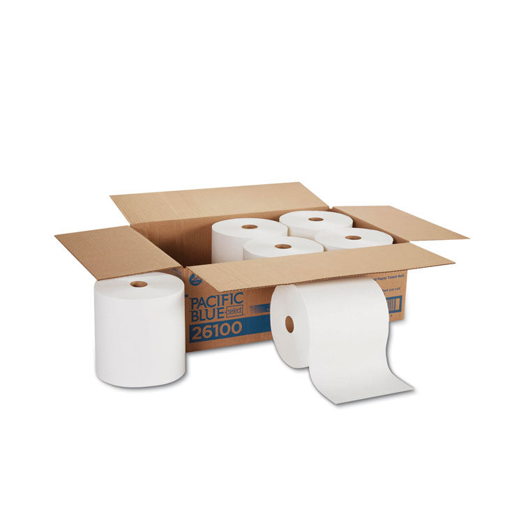Pacific Blue Basic Recycled Nonperforated Paper Towel Rolls, 1-Ply, 7.78 x 1,000 ft, White, 6 Rolls/Carton