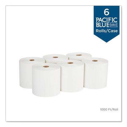 Pacific Blue Basic Recycled Nonperforated Paper Towel Rolls, 1-Ply, 7.78 x 1,000 ft, White, 6 Rolls/Carton