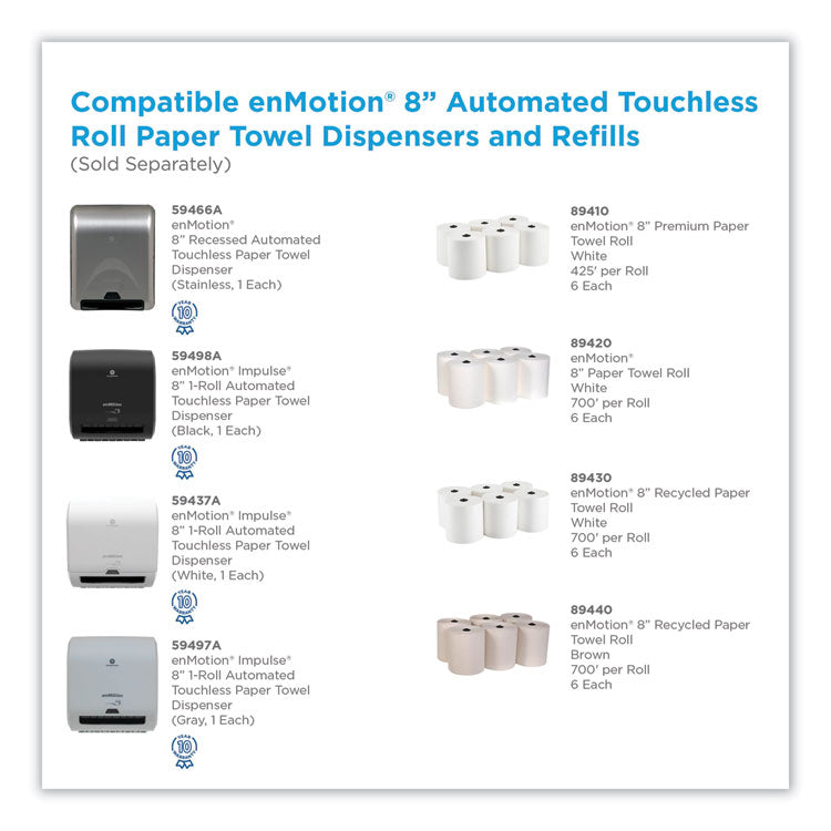 enMotion Paper Towels, 1-Ply, 8.25" x 420 ft, White, 6 Rolls/Carton