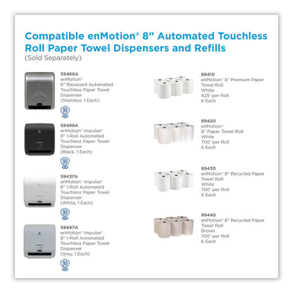 enMotion Paper Towels, 1-Ply, 8.25" x 420 ft, White, 6 Rolls/Carton
