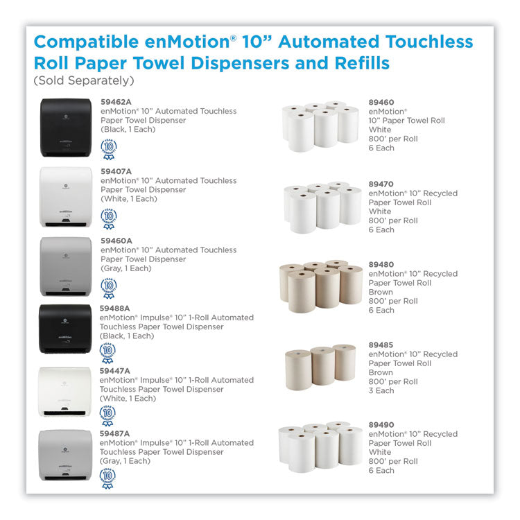 enMotion High Capacity Paper Towel Rolls, 1-Ply, 10" x 800 ft, White, 6 Rolls/Carton