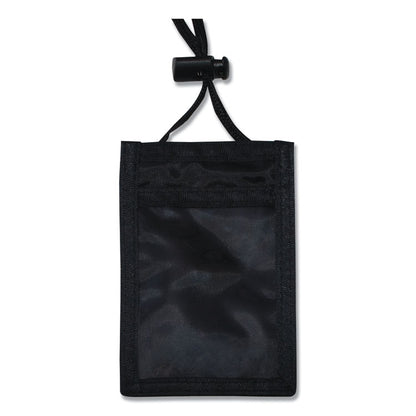 ID Badge Holders with Convention Neck Pouch, Vertical, Black/Clear 3.25" x 5" Holder, 2.38" x 3.5" Insert, 48" Cord, 12/Pack