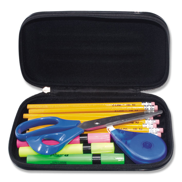 Large Soft-Sided Pencil Case, 8.75" x 5.25" x 2", Black