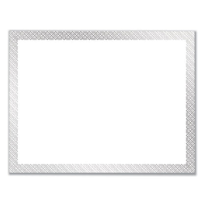 Foil Border Certificates, 8.5 x 11, White/Silver with Braided Silver Border,15/Pack