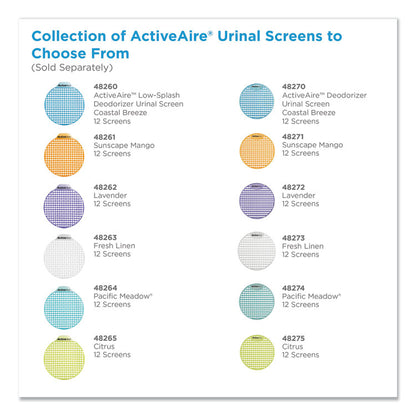 ActiveAire Deodorizer Urinal Screen, Coastal Breeze Scent, Blue, 12/Carton