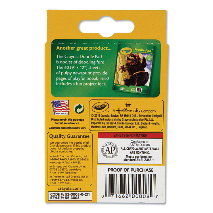 Classic Color Crayons, Peggable Retail Packaging, Regular Size, 0.31" x 3.63", 8 Assorted Colors, 8/Pack