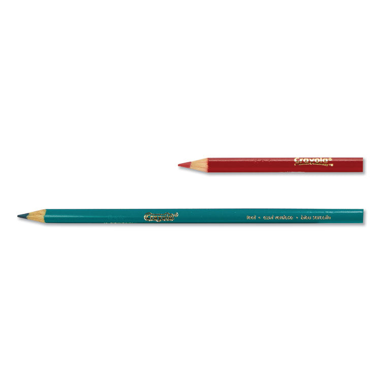 Short Colored Pencils Hinged Top Box with Built-in Pencil Sharpener, 3.3 mm, 2B, Assorted Lead and Barrel Colors, 64/Pack