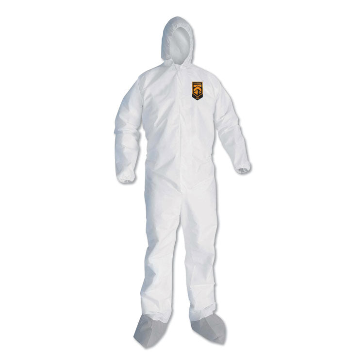 A45 Liquid/Particle Protection Surface Prep/Paint Coveralls, Hood, Elastic Wrist/Ankles, Boots, 2X-Large, White, 25/Carton