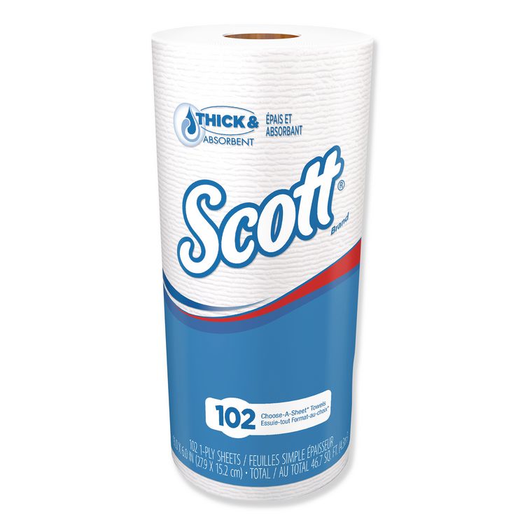 Choose-A-Sheet Kitchen Roll Paper Towels, 1-Ply, 4.8 x 11, White, 102 Sheets/Roll, 24/Carton